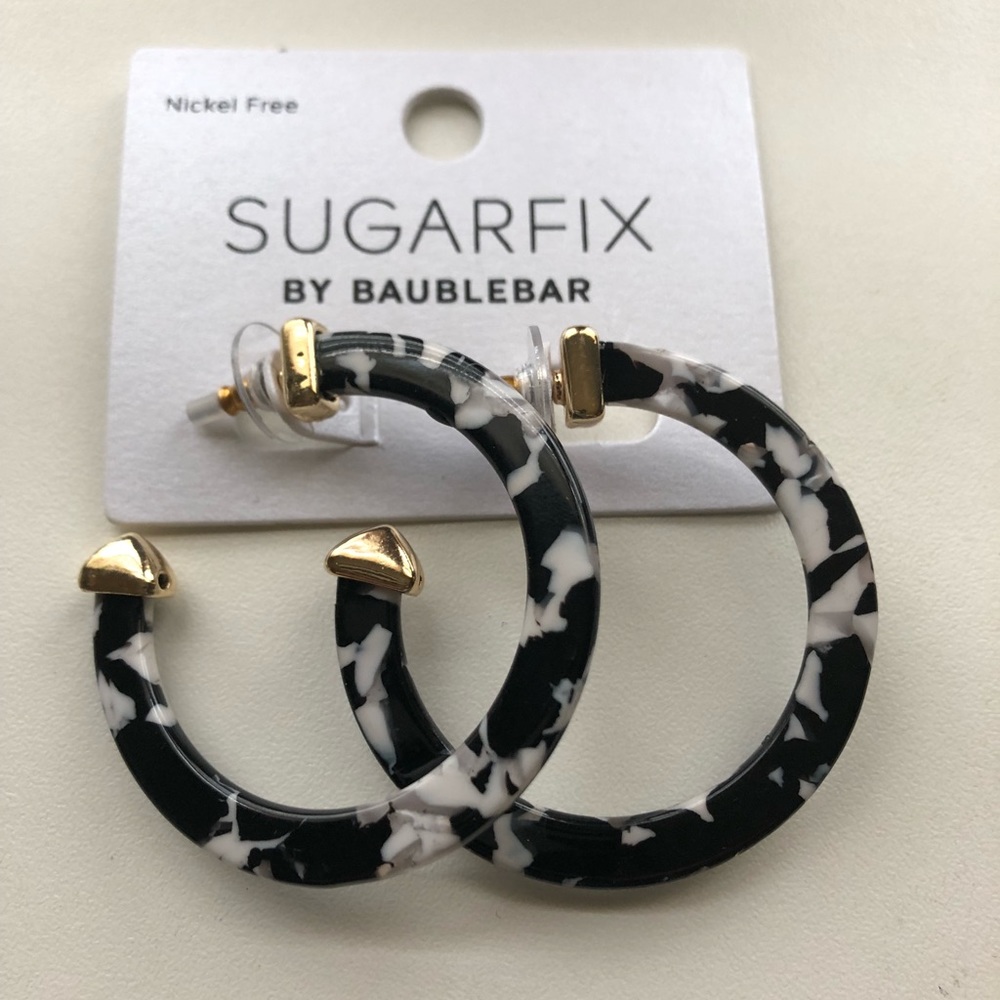 Black and White Acrylic Hoop Earrings